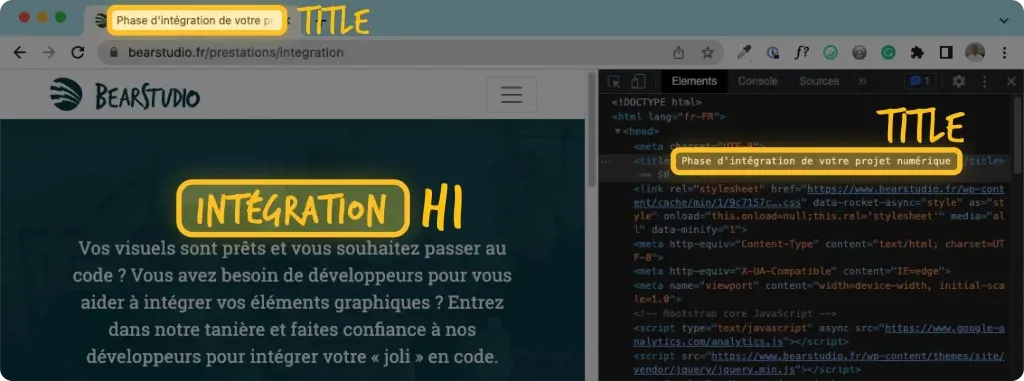 Différence entre un title et un H1