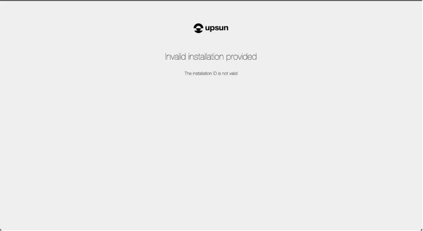Page d'erreur de Upsun lors d'une tentative de synchronisation de repository Github.